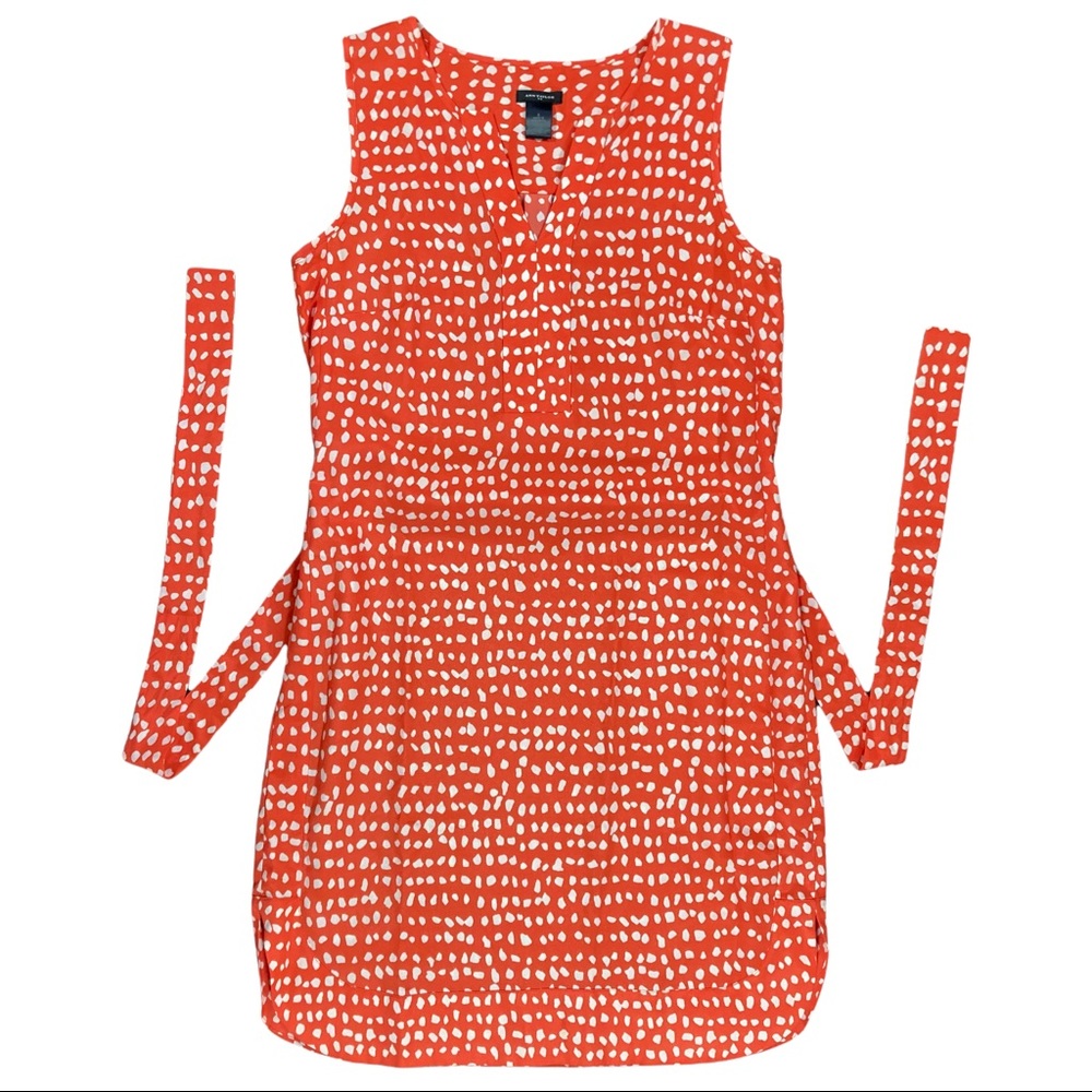 Ann Taylor dress size small women’s orange white with toes at waist sleeveless